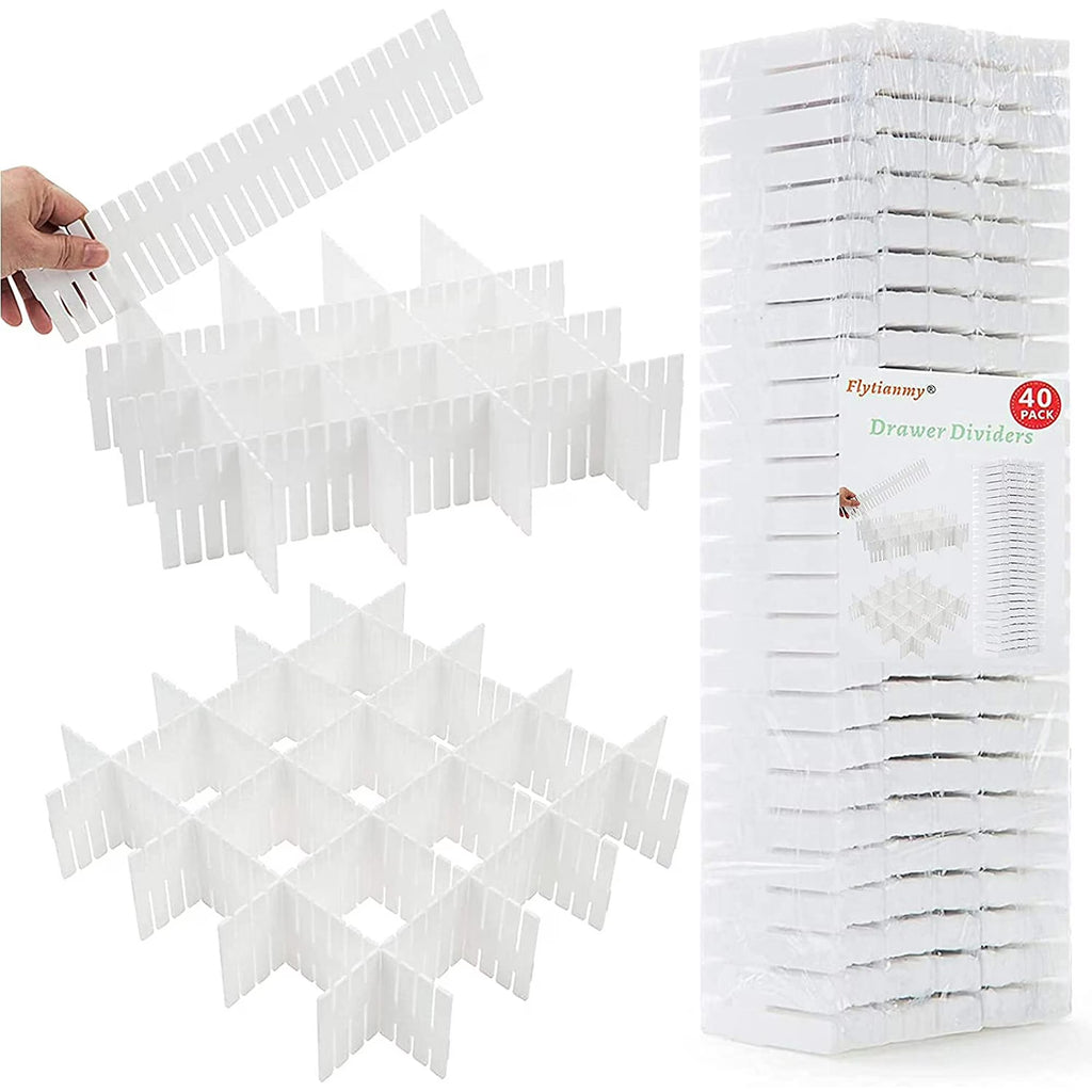 40 Pack White Drawer Dividers Organizer Set H938939
