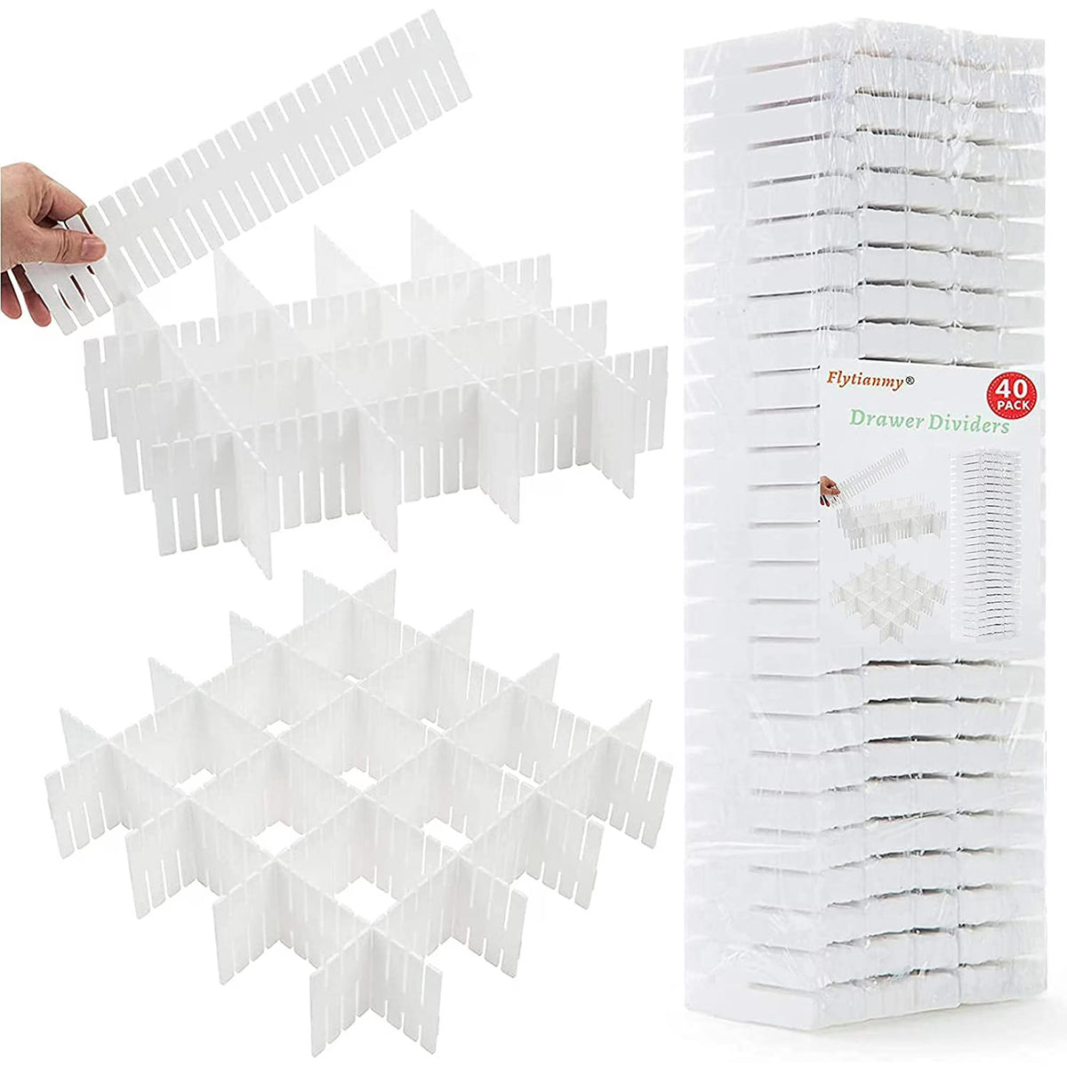 40 Pack White Drawer Dividers Organizer Set H938939