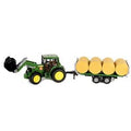 Green John Deere Tractor with Trailer Toy Cars Q418371