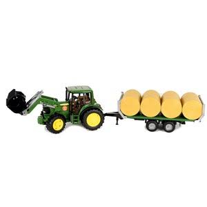 Green John Deere Tractor with Trailer Toy Cars Q418371