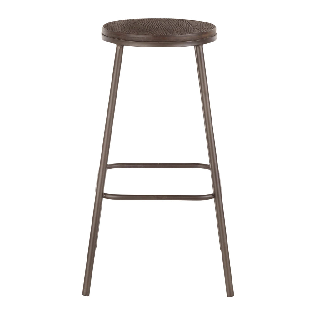 Industrial Round Bar Stool Set of 2 Vintage White Espresso S203