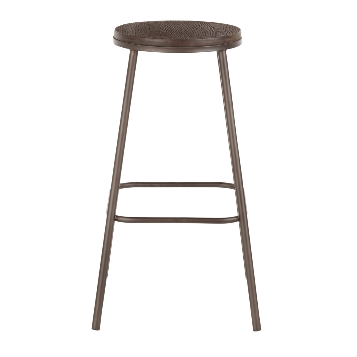Industrial Round Bar Stool Set of 2 Vintage White Espresso S203