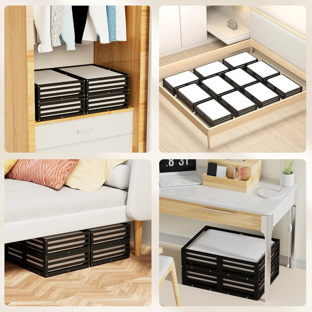 2 Pack Bamboo Under Bed Storage Containers with Wheels K314