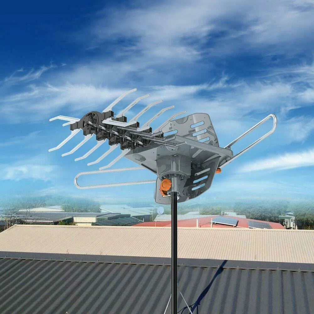 Outdoor Amplified HDTV TV Antenna UHF VHF 360° Rotation Remote 300mile 4K 1080P V430
