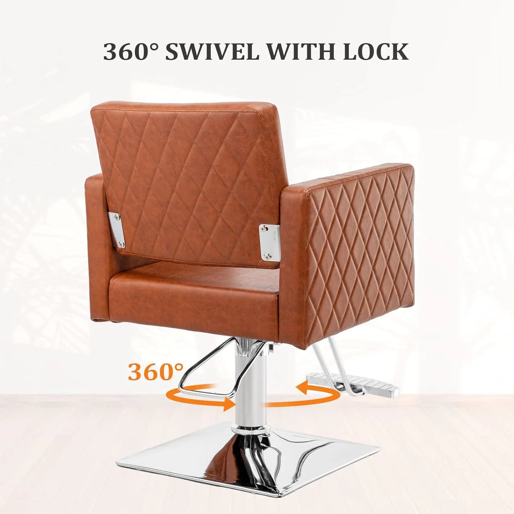 Brown Hydraulic Barber Chair with Aluminium Alloy Footrest Q2550