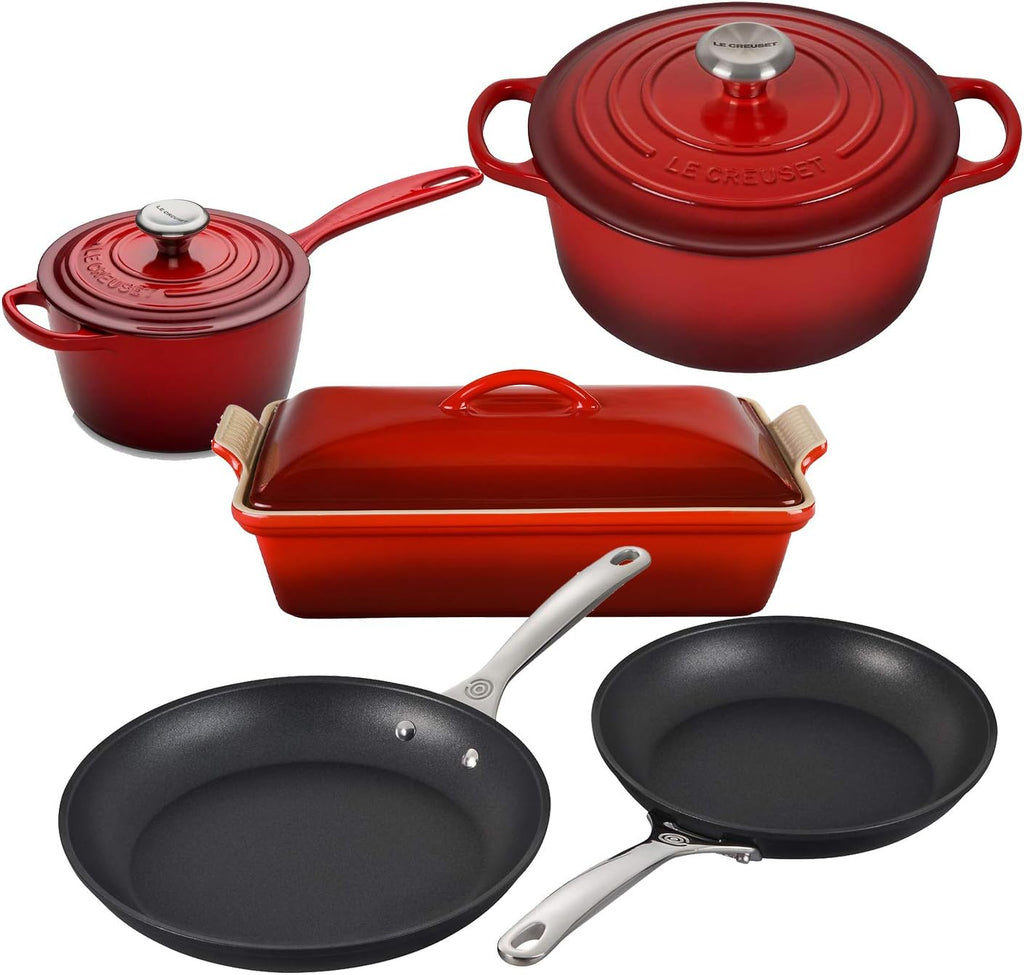 Enameled Cast Iron and Nonstick 8 Piece Cookware Set C3868