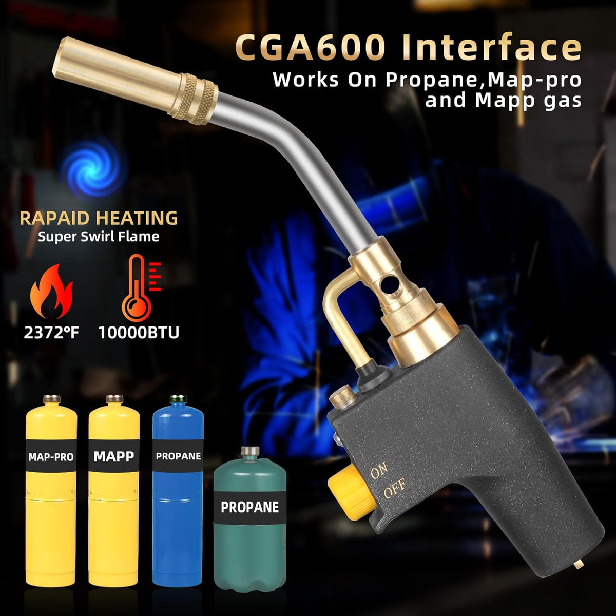 Propane Torch Head with Igniter for MAP, MAPP and Propane Y45368