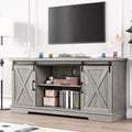White TV Stand with Storage and Sliding Barn Doors Y36854