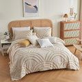 Twin XL Beige Tufted Rainbow Microfiber Comforter Set with 1 Pillowcase L235