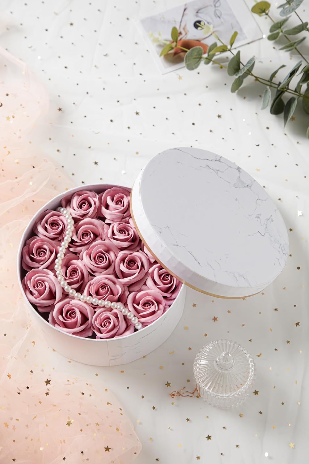 Flower Bath Soap in Round Gift Box (White Pink) T76229