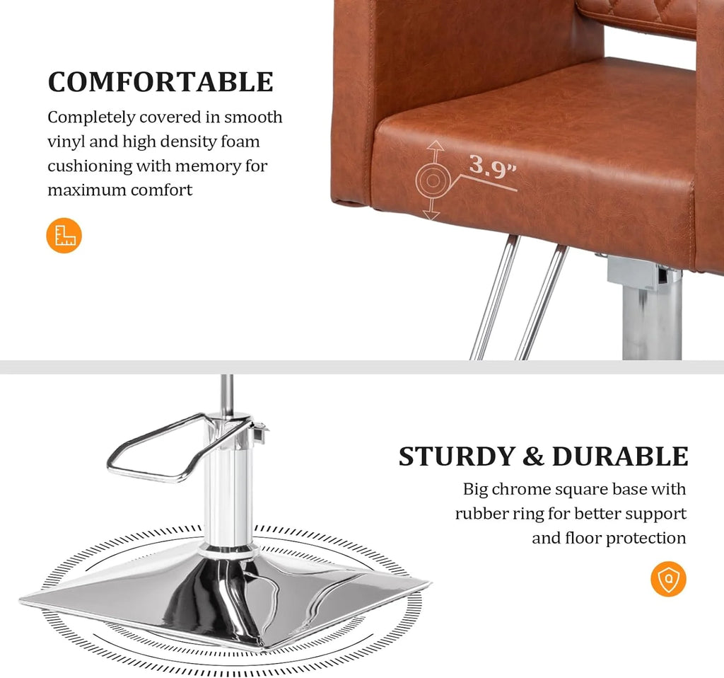 Brown Hydraulic Barber Chair with Aluminium Alloy Footrest Q2550
