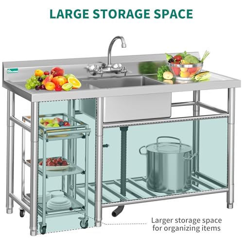 Freestanding Stainless-Steel Single Bowl Commercial Sink P3192