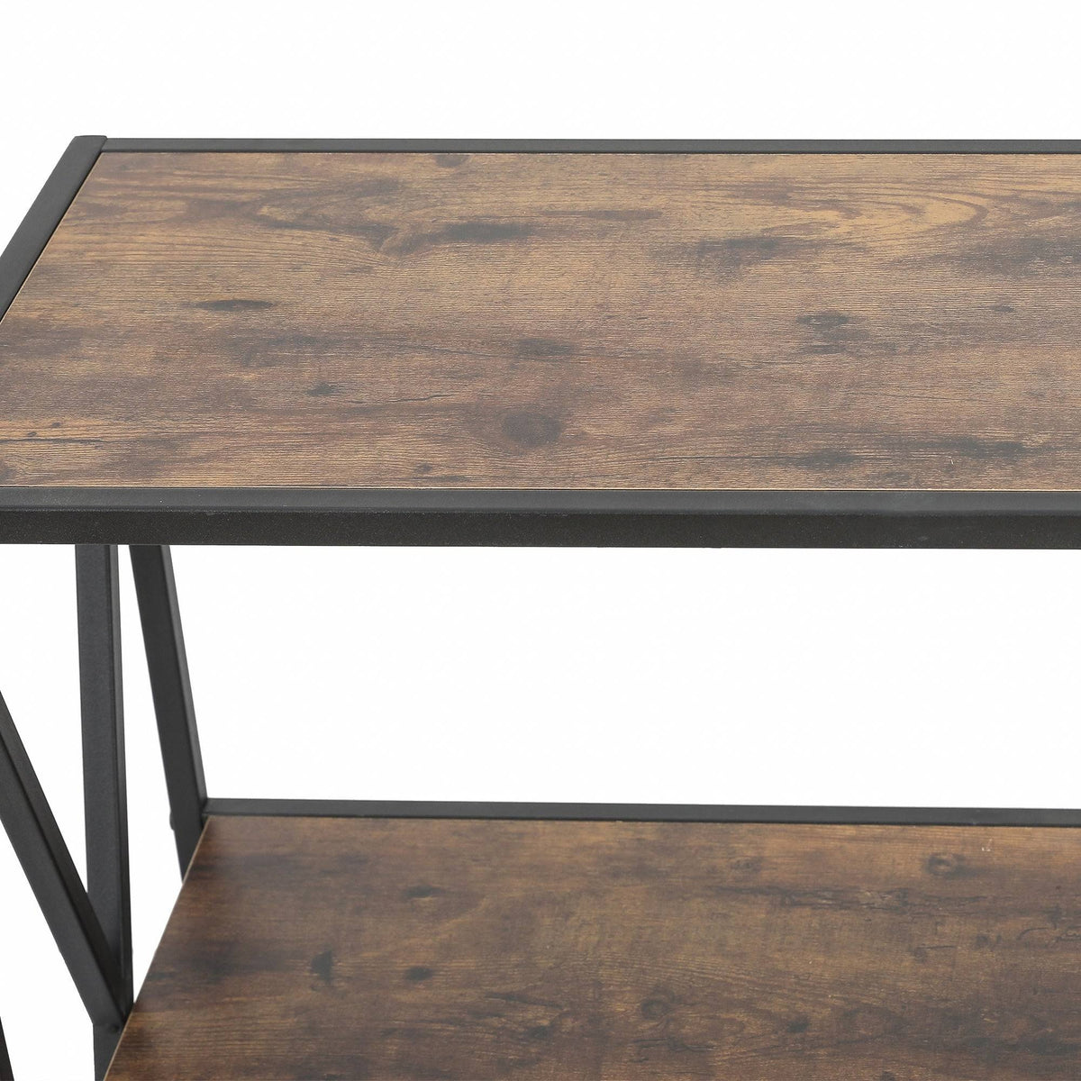 Walnut Wood Finish Metal Bookcase I28099