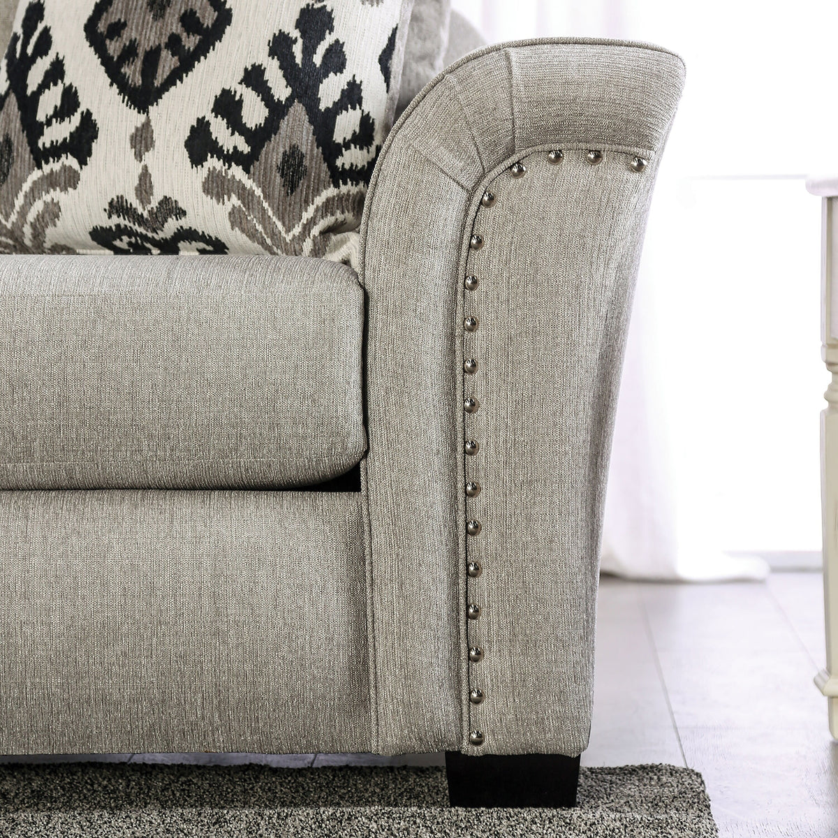 Light Taupe Fabric Upholstered Sofa R8683