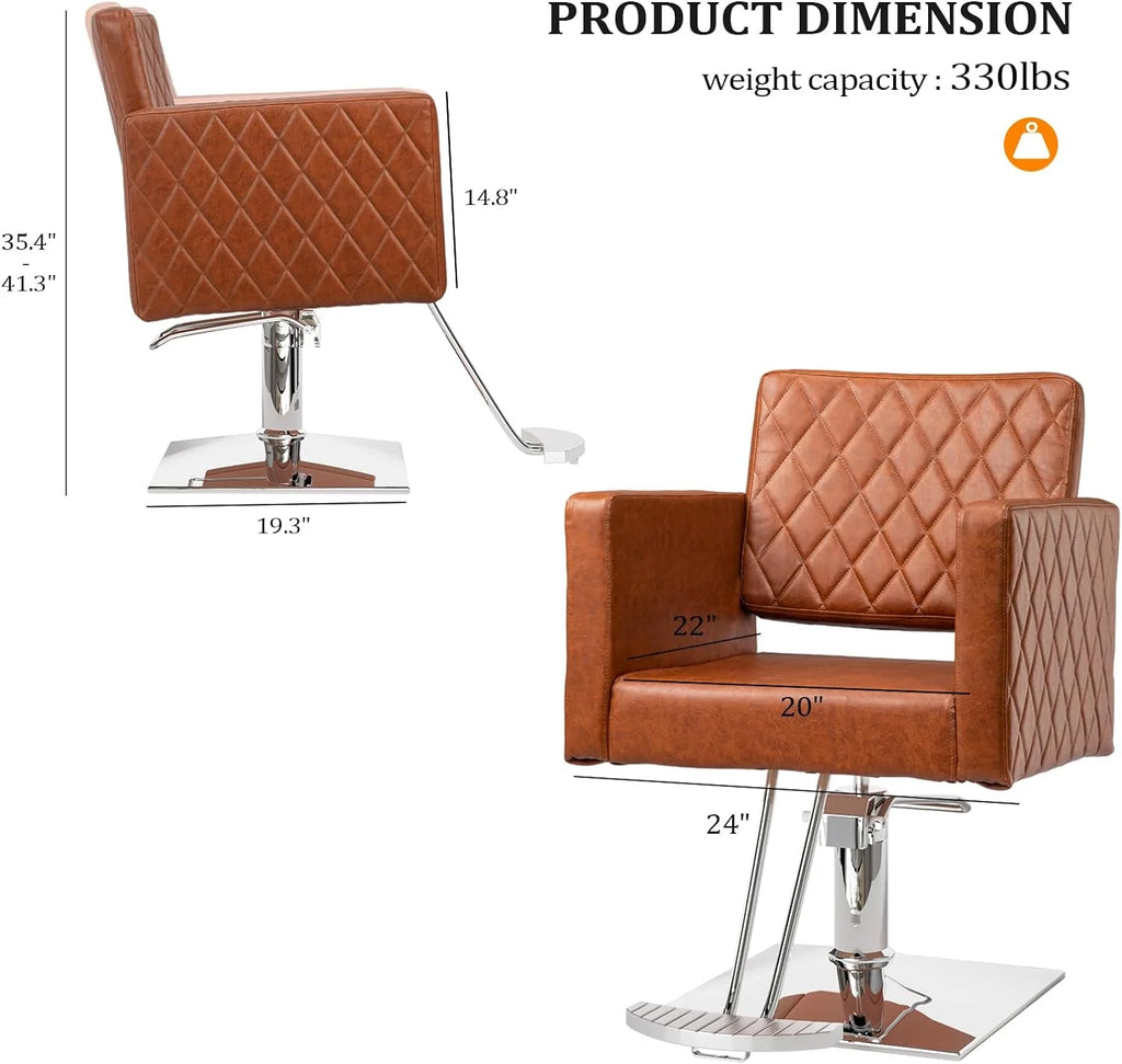 Brown Hydraulic Barber Chair with Aluminium Alloy Footrest Q2550