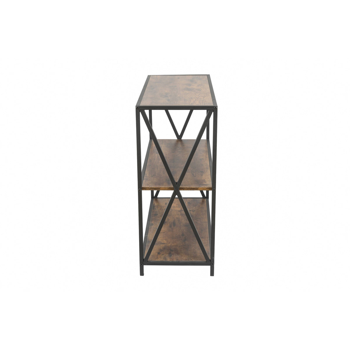 Walnut Wood Finish Metal Bookcase I28099