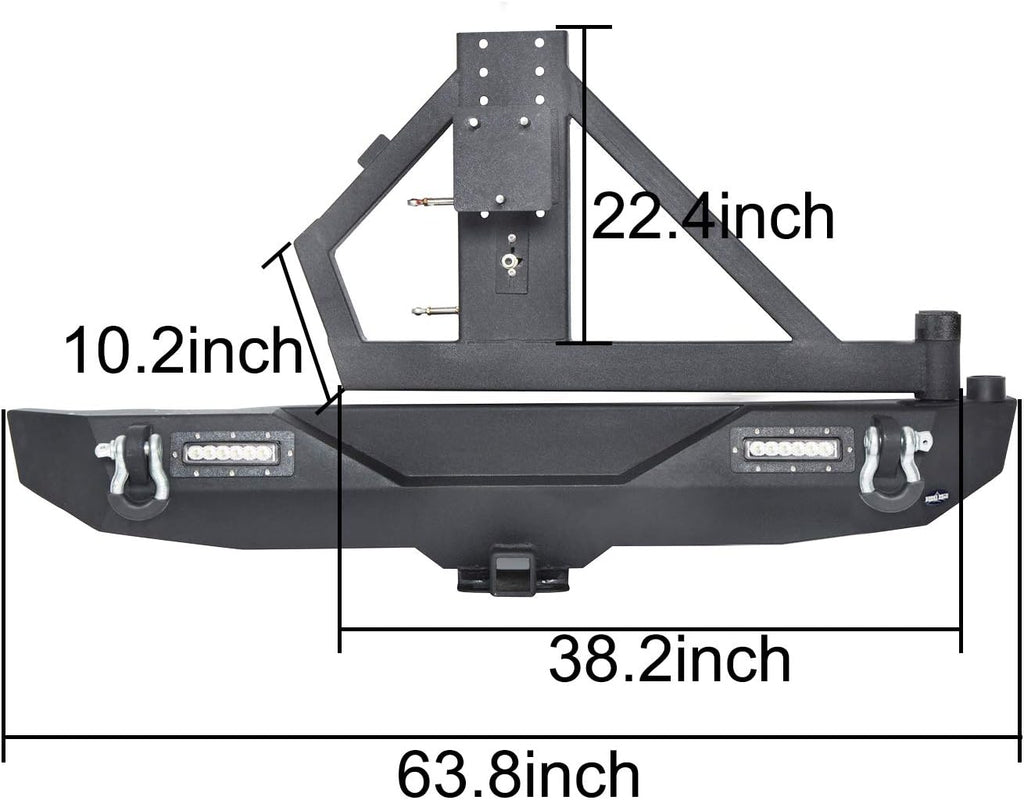Rear Bumper with Spare Tire Carrier and 2 Receiver Hitches H15063