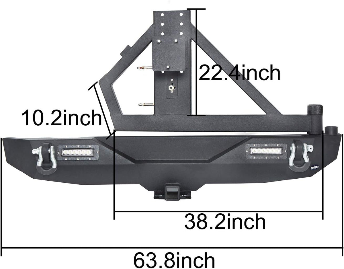 Rear Bumper with Spare Tire Carrier and 2 Receiver Hitches H15063