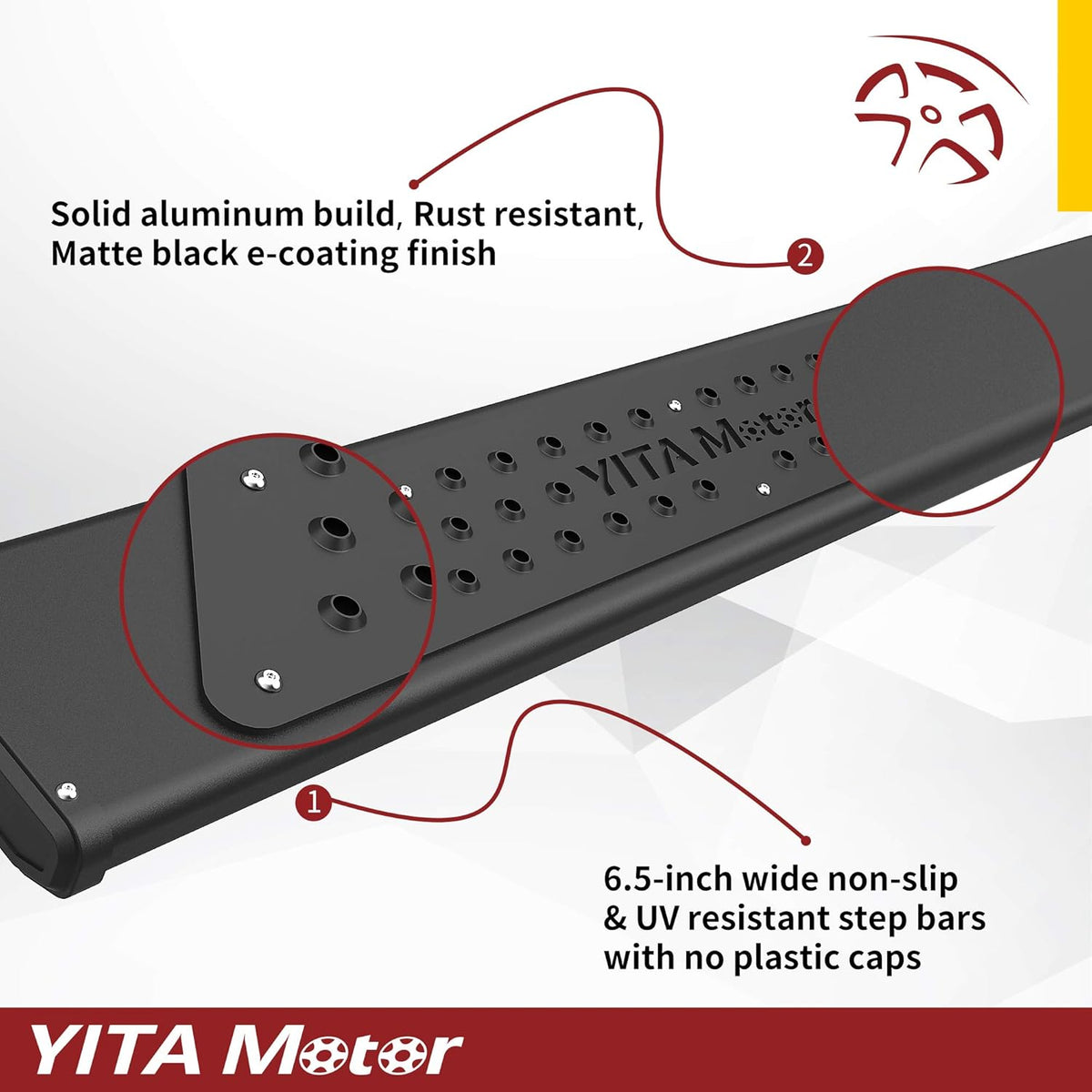 6.5 Inches Aluminum Running Boards Side Steps Nerf Bars B326549