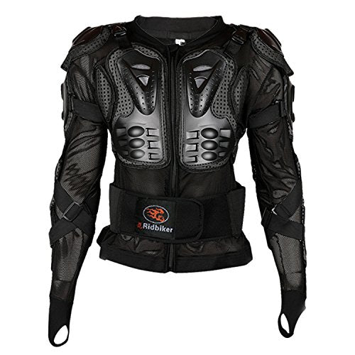 Black L Removable Full Body Armor Motorcycle Jacket V6692