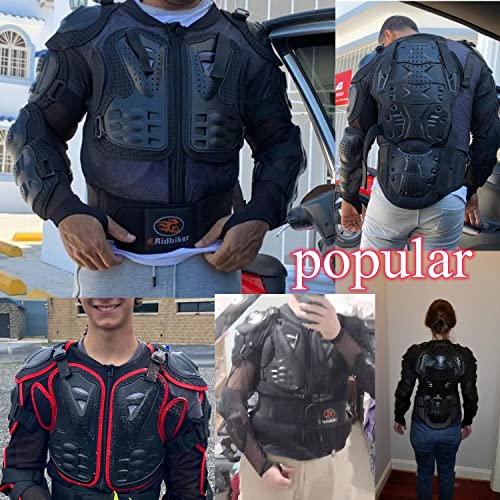 Black L Removable Full Body Armor Motorcycle Jacket V6692