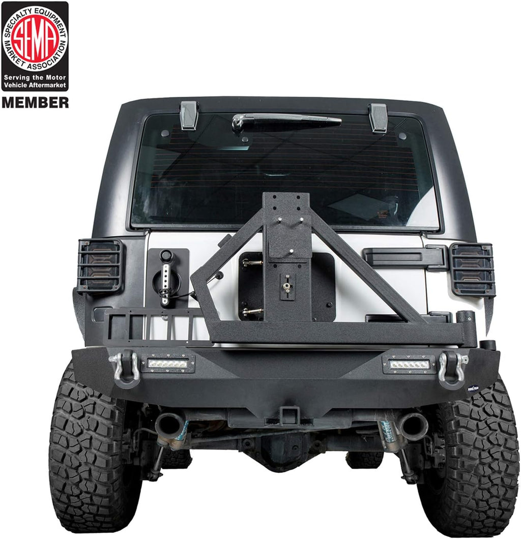 Rear Bumper with Spare Tire Carrier and 2 Receiver Hitches H15063