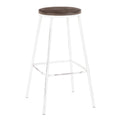 Industrial Round Bar Stool Set of 2 Vintage White Espresso S203