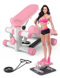 Mini Stepper with Resistance Bands, Adjustable Height Fitness Stepper Machine J814