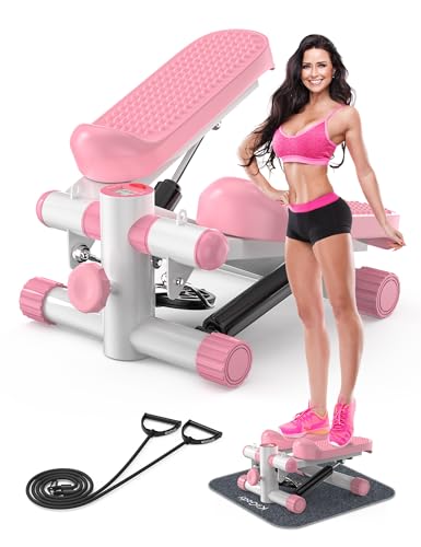 Mini Stepper with Resistance Bands, Adjustable Height Fitness Stepper Machine J814