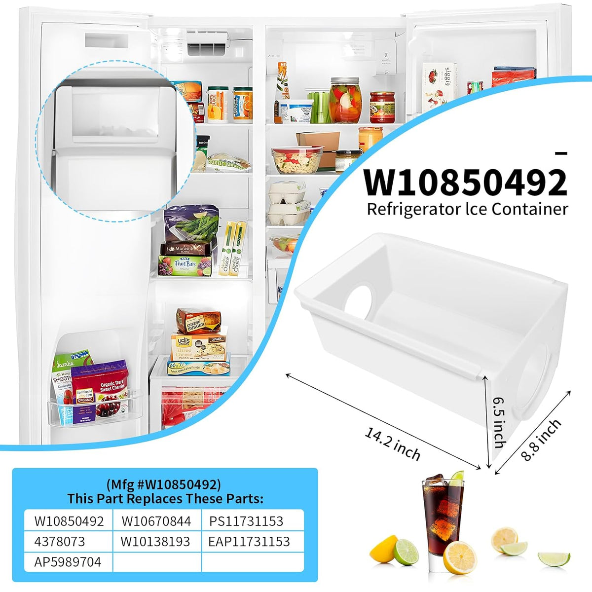 White ABS Plastic Refrigerator Ice Bucket Container Q408670