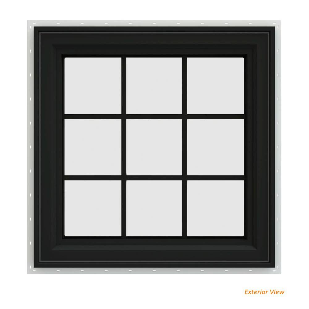 30 in. x 30 in. Vinyl Right-Handed Casement Window with Colonial Grids/Grilles L420391