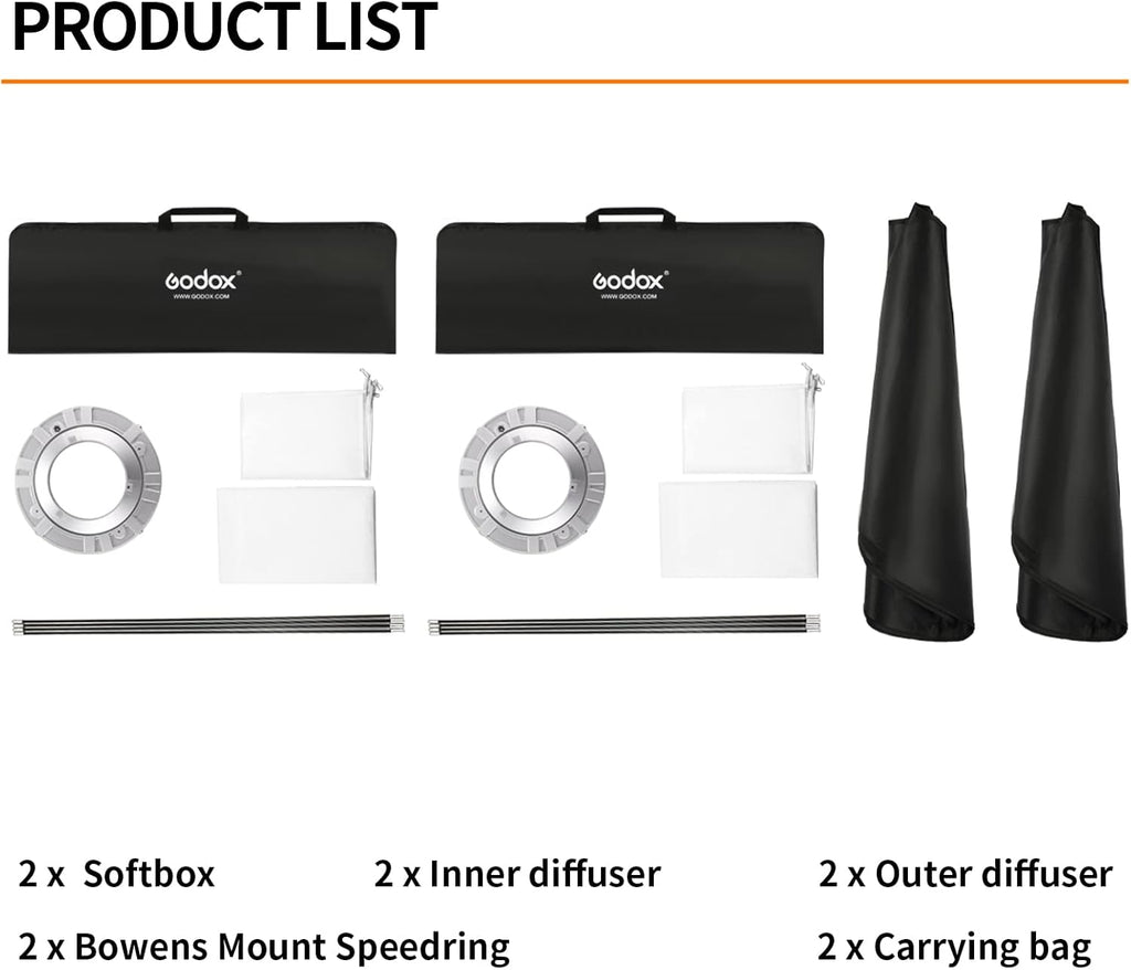 60x90cm Portable Strip Rectangle Softbox Reflector with Bowens Mount and Carry Bag V91299