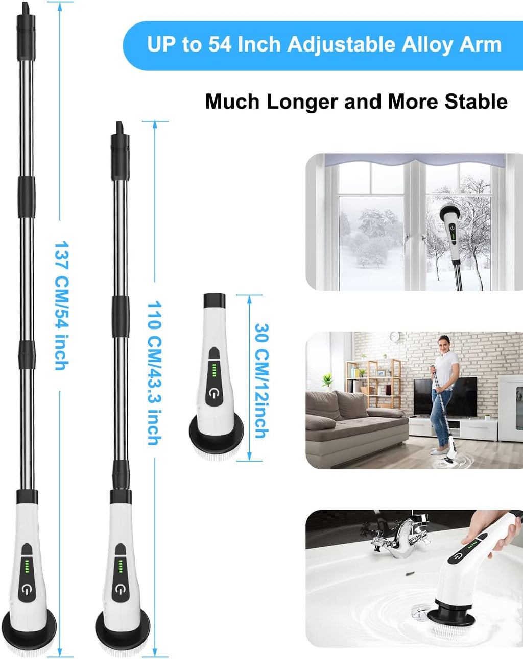 Cordless Electric Spin Scrubber with 8 Replaceable Brush Heads T1887