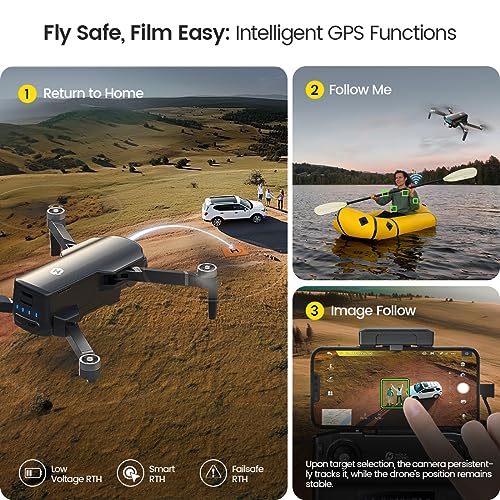 GPS Drone with 4K UHD Camera, Foldable FPV RC Quadcopter with Brushless Motor W174619