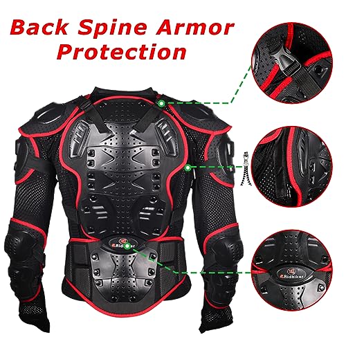 Black L Removable Full Body Armor Motorcycle Jacket V6692