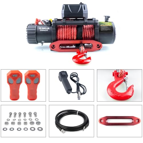13500lb Waterproof Electric Synthetic Rope Winch with Hawse Fairlead N9023