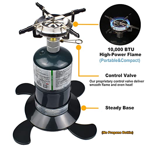Propane Stove Portable Camping Gas Stove 10,000 BTU Single Adjustable Burner with Carrying Case A3838