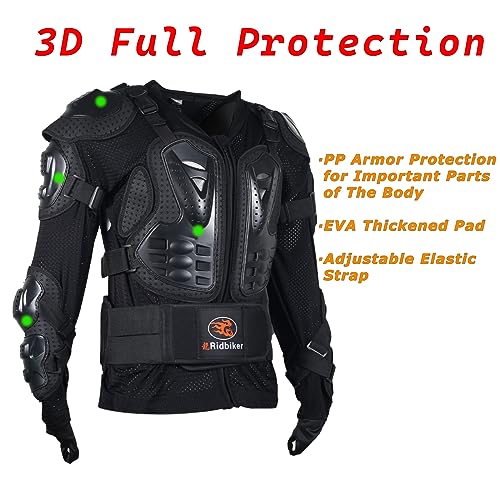 Black L Removable Full Body Armor Motorcycle Jacket V6692