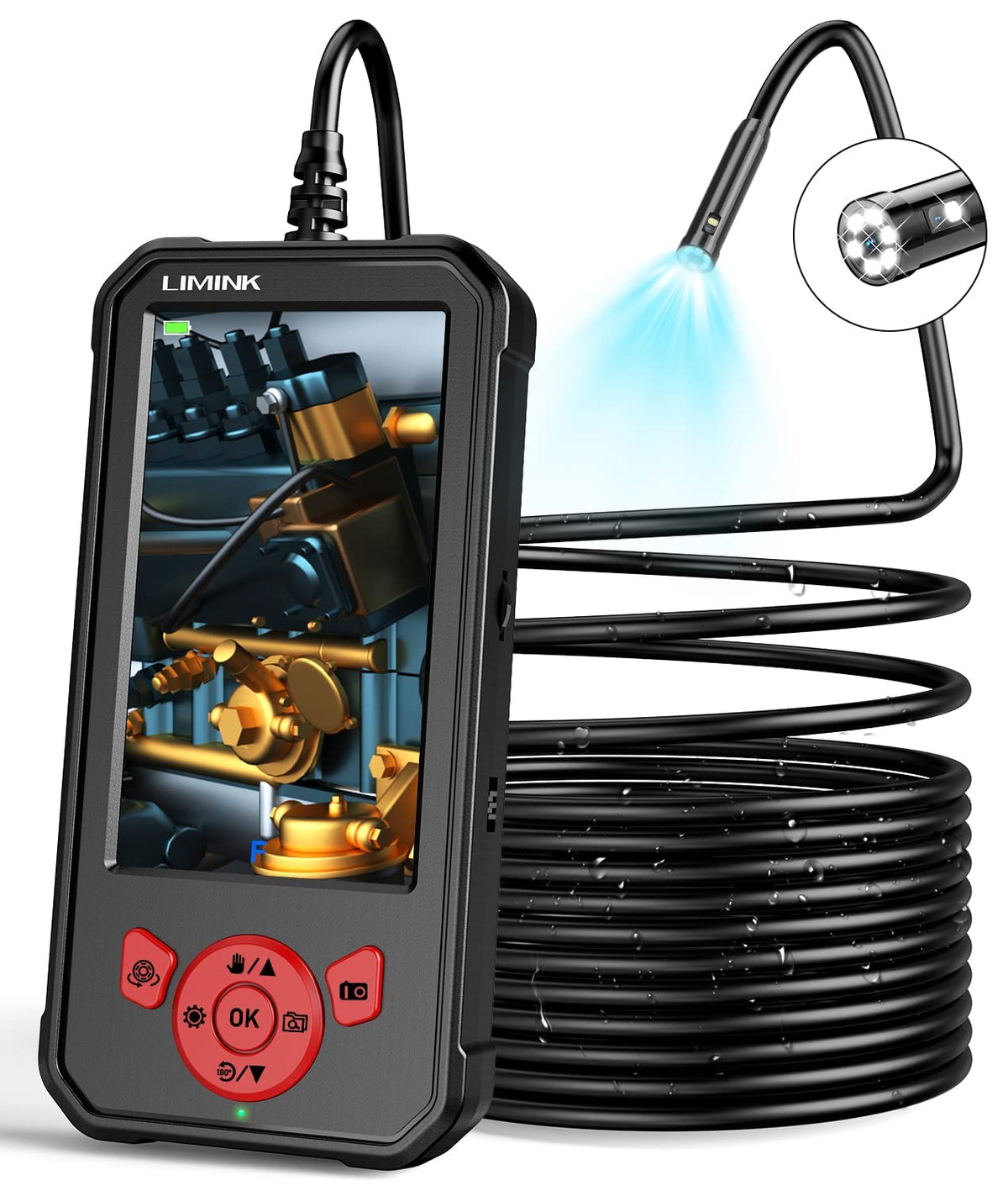 Dual Lens 1080P HD Borescope Endoscope Camera with 4.3' IPS Screen U429