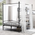 Queen Size Black Metal Canopy Bed Frame with Headboard A8201