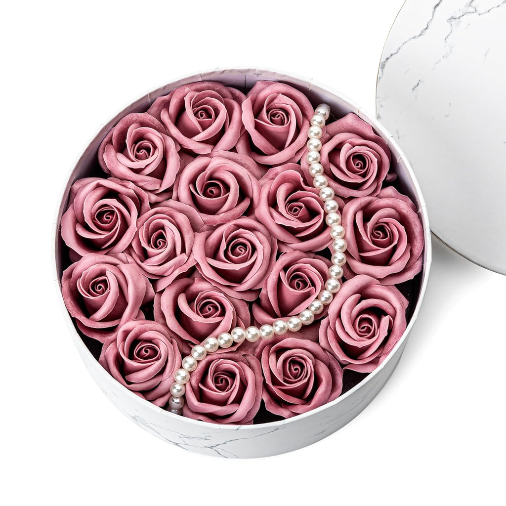 Flower Bath Soap in Round Gift Box (White Pink) T76229