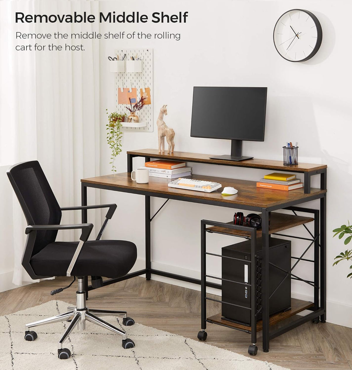 Computer Desk with Monitor Stand and Storage Shelves R919116