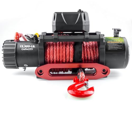 13500lb Waterproof Electric Synthetic Rope Winch with Hawse Fairlead N9023