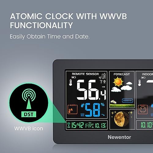 Black 7.5" Color Wireless Weather Station with 2 Remote Sensors T5059