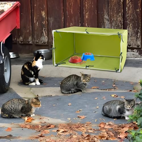 Large Size Outdoor Cat House 30"x16"x16" Cat Feeding Station Cat Outdoor Shelter W814818