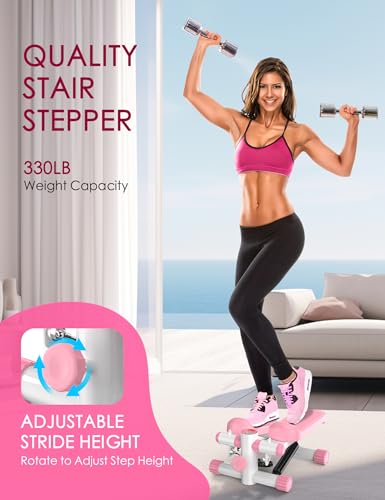 Mini Stepper with Resistance Bands, Adjustable Height Fitness Stepper Machine J814