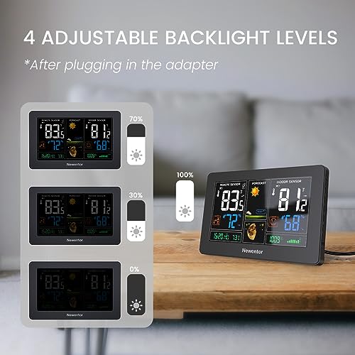 Black 7.5" Color Wireless Weather Station with 2 Remote Sensors T5059