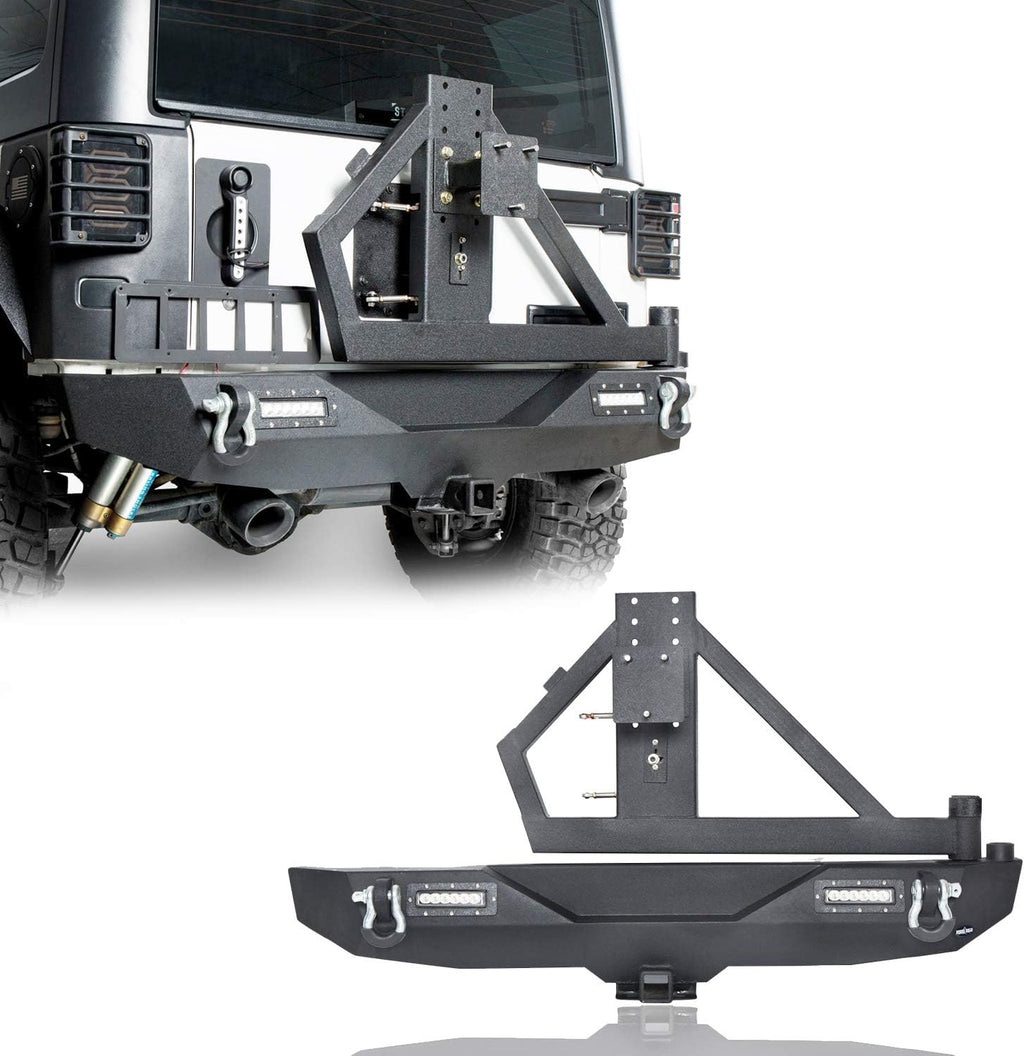 Rear Bumper with Spare Tire Carrier and 2 Receiver Hitches H15063