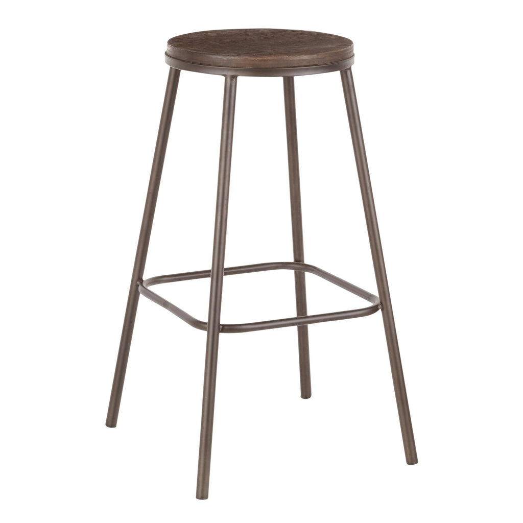 Industrial Round Bar Stool Set of 2 Vintage White Espresso S203