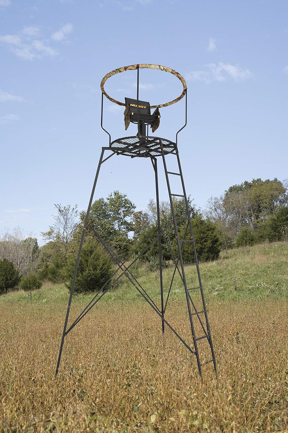 16 Foot Single Seater Foldable Outdoor Hunting Tripod Stand with 2 Detachable Gear Bags H867717